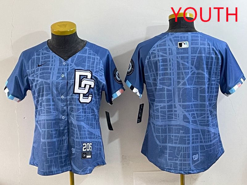 Youth Washington Nationals Blank Blue Joint Name 2025 Nike MLB Jersey style 1->youth mlb jersey->Youth Jersey